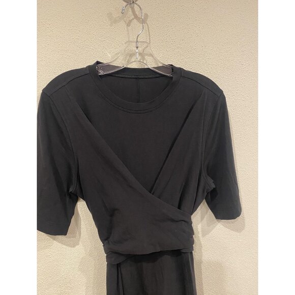 Lululemon Wrap Dress Womens Medium Short Sleeve Tie Waist Jersey Casual - Picture 3 of 5